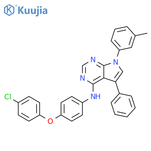 N-4-(4-chlorophenoxy)phenyl-7-(3-methylphenyl)-5-phenyl-7H-pyrrolo2,3-dpyrimidin-4-amine structure