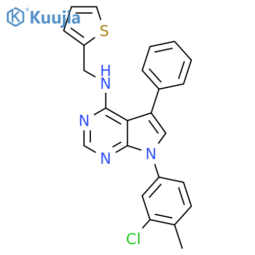 7-(3-chloro-4-methylphenyl)-5-phenyl-N-(thiophen-2-yl)methyl-7H-pyrrolo2,3-dpyrimidin-4-amine structure