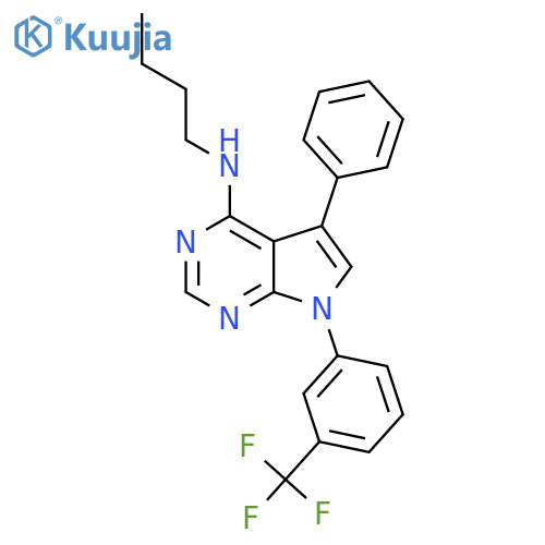 N-butyl-5-phenyl-7-3-(trifluoromethyl)phenyl-7H-pyrrolo2,3-dpyrimidin-4-amine structure
