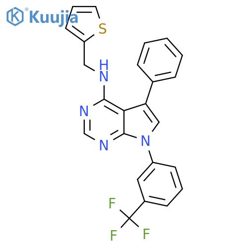 5-phenyl-N-(thiophen-2-yl)methyl-7-3-(trifluoromethyl)phenyl-7H-pyrrolo2,3-dpyrimidin-4-amine structure