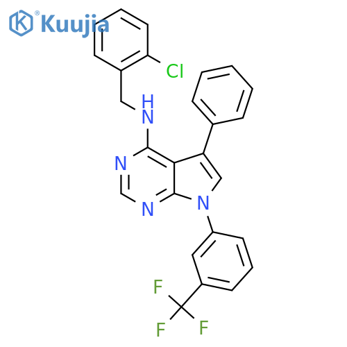 N-(2-chlorophenyl)methyl-5-phenyl-7-3-(trifluoromethyl)phenyl-7H-pyrrolo2,3-dpyrimidin-4-amine structure
