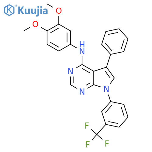 N-(3,4-dimethoxyphenyl)-5-phenyl-7-3-(trifluoromethyl)phenyl-7H-pyrrolo2,3-dpyrimidin-4-amine structure