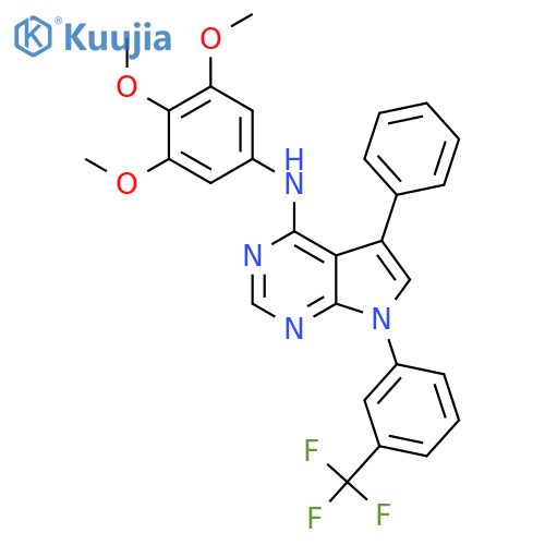 5-phenyl-7-[3-(trifluoromethyl)phenyl]-N-(3,4,5-trimethoxyphenyl)-7H-pyrrolo[2,3-d]pyrimidin-4-amine structure