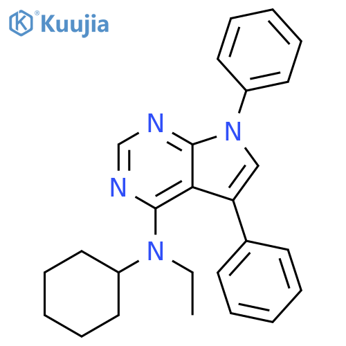 N-cyclohexyl-N-ethyl-5,7-diphenyl-7H-pyrrolo2,3-dpyrimidin-4-amine structure