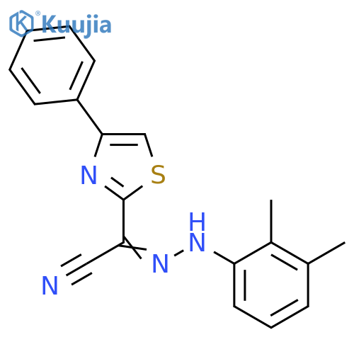 (Z)-N-(2,3-dimethylphenyl)-4-phenyl-1,3-thiazole-2-carbohydrazonoyl cyanide structure