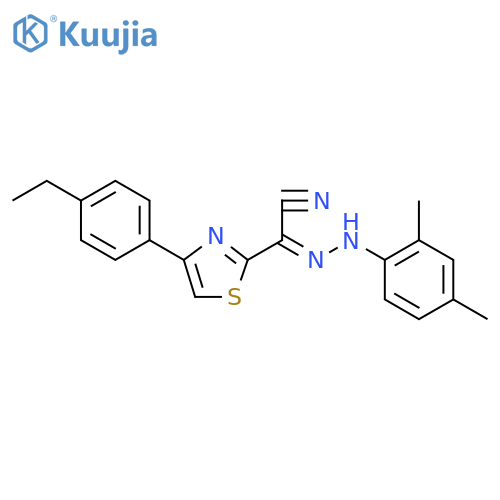 (Z)-N-(2,4-dimethylphenyl)-4-(4-ethylphenyl)-1,3-thiazole-2-carbohydrazonoyl cyanide structure