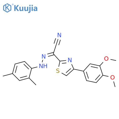 (Z)-4-(3,4-dimethoxyphenyl)-N-(2,4-dimethylphenyl)-1,3-thiazole-2-carbohydrazonoyl cyanide structure