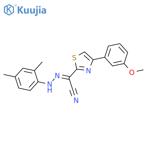 (Z)-N-(2,4-dimethylphenyl)-4-(3-methoxyphenyl)-1,3-thiazole-2-carbohydrazonoyl cyanide structure