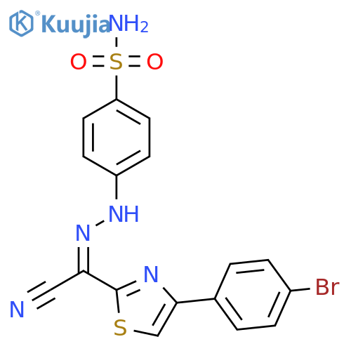(Z)-4-(4-bromophenyl)-N-(4-sulfamoylphenyl)-1,3-thiazole-2-carbohydrazonoyl cyanide structure