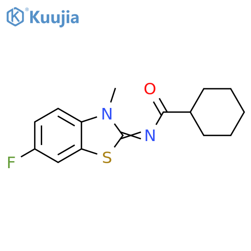 N-(2E)-6-fluoro-3-methyl-2,3-dihydro-1,3-benzothiazol-2-ylidenecyclohexanecarboxamide structure