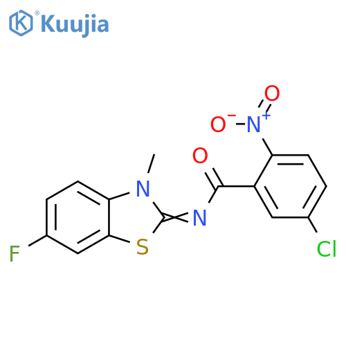 5-chloro-N-(2E)-6-fluoro-3-methyl-2,3-dihydro-1,3-benzothiazol-2-ylidene-2-nitrobenzamide structure