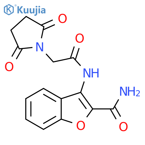 3-2-(2,5-dioxopyrrolidin-1-yl)acetamido-1-benzofuran-2-carboxamide structure