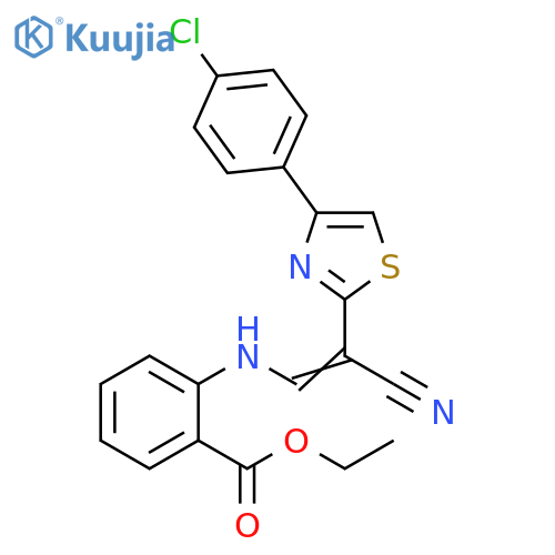 ethyl 2-{(1Z)-2-4-(4-chlorophenyl)-1,3-thiazol-2-yl-2-cyanoeth-1-en-1-ylamino}benzoate structure