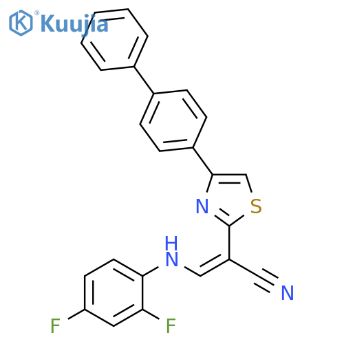 (2Z)-2-(4-{1,1'-biphenyl-4-yl}-1,3-thiazol-2-yl)-3-(2,4-difluorophenyl)aminoprop-2-enenitrile structure