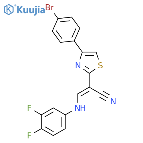 (2E)-2-4-(4-bromophenyl)-1,3-thiazol-2-yl-3-(3,4-difluorophenyl)aminoprop-2-enenitrile structure
