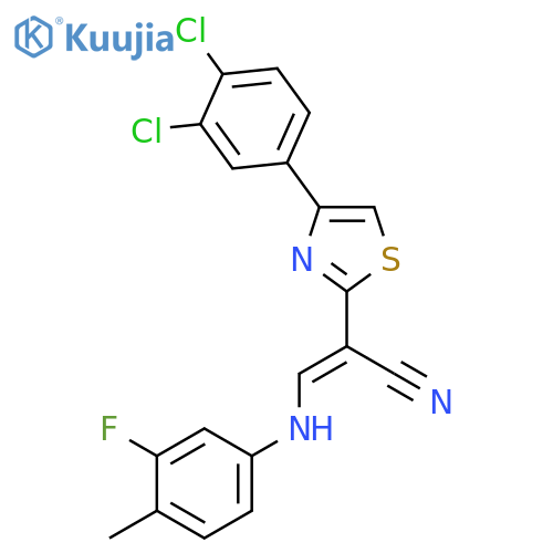(2E)-2-[4-(3,4-dichlorophenyl)-1,3-thiazol-2-yl]-3-[(3-fluoro-4-methylphenyl)amino]prop-2-enenitrile structure