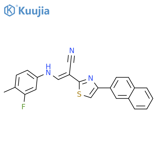 (2E)-3-(3-fluoro-4-methylphenyl)amino-2-4-(naphthalen-2-yl)-1,3-thiazol-2-ylprop-2-enenitrile structure