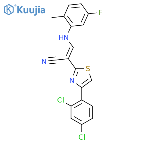 (2E)-2-4-(2,4-dichlorophenyl)-1,3-thiazol-2-yl-3-(5-fluoro-2-methylphenyl)aminoprop-2-enenitrile structure