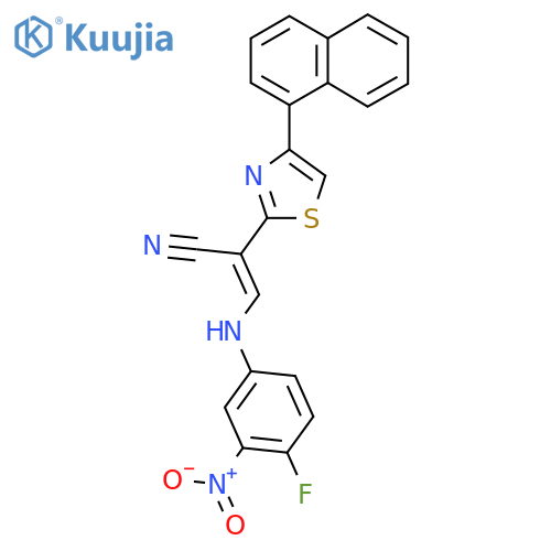(2E)-3-(4-fluoro-3-nitrophenyl)amino-2-4-(naphthalen-1-yl)-1,3-thiazol-2-ylprop-2-enenitrile structure