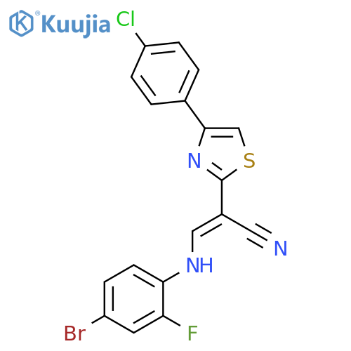 (2E)-3-(4-bromo-2-fluorophenyl)amino-2-4-(4-chlorophenyl)-1,3-thiazol-2-ylprop-2-enenitrile structure
