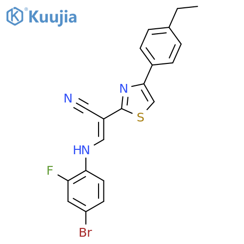 (2E)-3-(4-bromo-2-fluorophenyl)amino-2-4-(4-ethylphenyl)-1,3-thiazol-2-ylprop-2-enenitrile structure