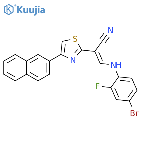 (2E)-3-(4-bromo-2-fluorophenyl)amino-2-4-(naphthalen-2-yl)-1,3-thiazol-2-ylprop-2-enenitrile structure
