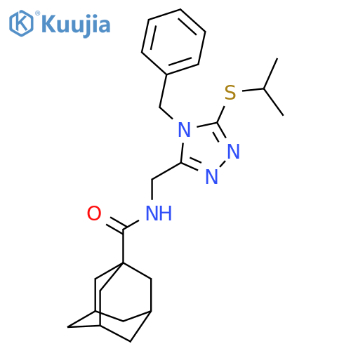 N-{4-benzyl-5-(propan-2-ylsulfanyl)-4H-1,2,4-triazol-3-ylmethyl}adamantane-1-carboxamide structure