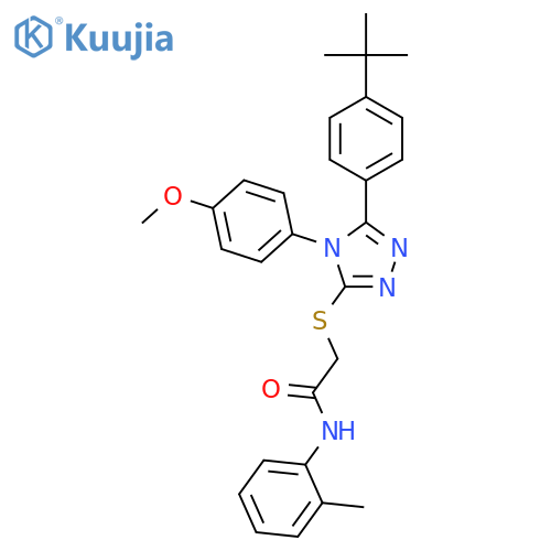 <br>2-((5-(4-(tert-Butyl)phenyl)-4-(4-methoxyphenyl)-4H-1,2,4-triazol-3-yl)thio )-N-(o-tolyl)acetamide structure