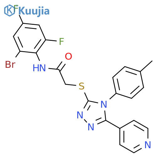 <br>N-(2-Bromo-4,6-difluorophenyl)-2-((5-(pyridin-4-yl)-4-(p-tolyl)-4H-1,2,4-tr iazol-3-yl)thio)acetamide structure