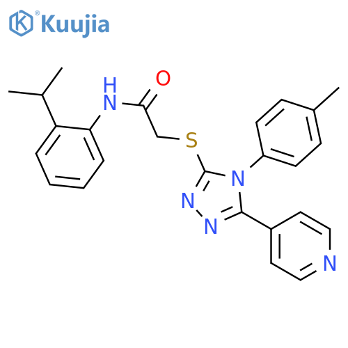 <br>N-(2-Isopropylphenyl)-2-((5-(pyridin-4-yl)-4-(p-tolyl)-4H-1,2,4-triazol-3-y l)thio)acetamide structure