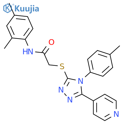 <br>N-(2,4-Dimethylphenyl)-2-((5-(pyridin-4-yl)-4-(p-tolyl)-4H-1,2,4-triazol-3- yl)thio)acetamide structure