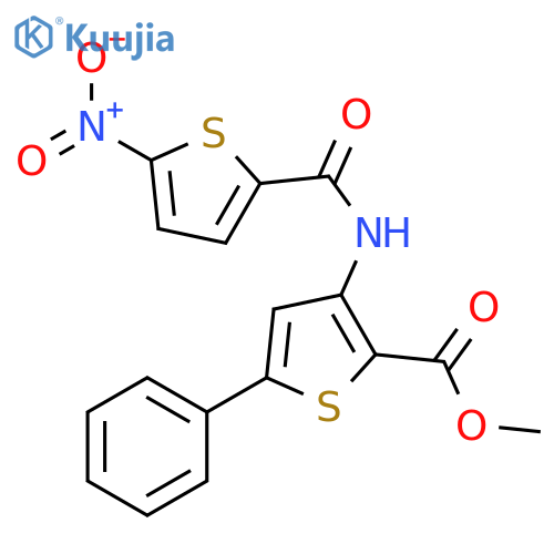 methyl 3-(5-nitrothiophene-2-amido)-5-phenylthiophene-2-carboxylate structure