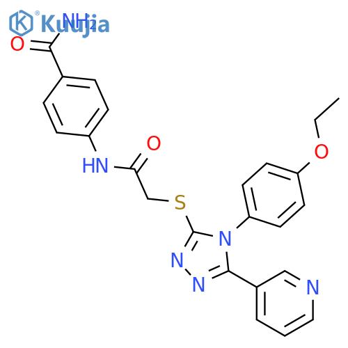 <br>4-(2-((4-(4-Ethoxyphenyl)-5-(pyridin-3-yl)-4H-1,2,4-triazol-3-yl)thio)aceta mido)benzamide structure