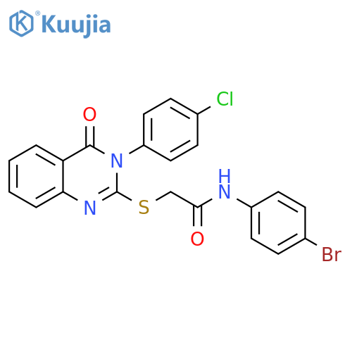 <br>N-(4-Bromophenyl)-2-((3-(4-chlorophenyl)-4-oxo-3,4-dihydroquinazolin-2-yl)t hio)acetamide structure
