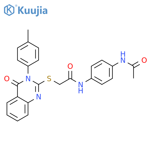 <br>N-(4-Acetamidophenyl)-2-((4-oxo-3-(p-tolyl)-3,4-dihydroquinazolin-2-yl)thio )acetamide structure