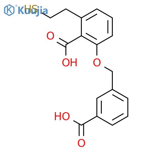 Benzoic acid, 2-[(3-carboxyphenyl)methoxy]-6-(2-mercaptoethyl)- structure