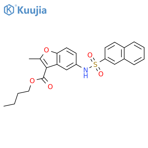 butyl 2-methyl-5-(naphthalene-2-sulfonamido)-1-benzofuran-3-carboxylate structure