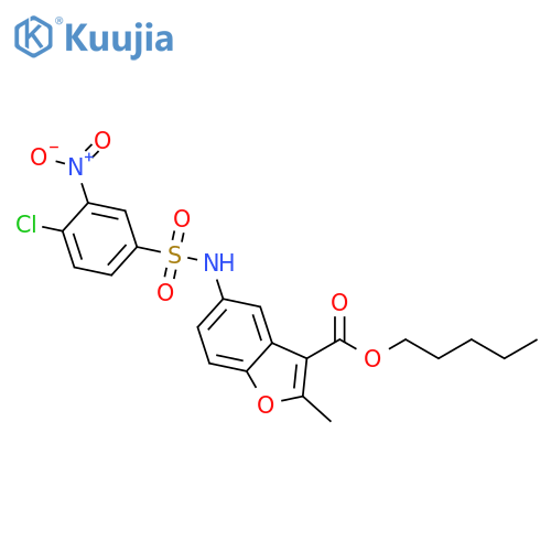 pentyl 5-(4-chloro-3-nitrobenzenesulfonamido)-2-methyl-1-benzofuran-3-carboxylate structure