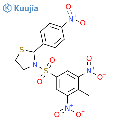 Thiazolidine, 3-[(4-methyl-3,5-dinitrophenyl)sulfonyl]-2-(4-nitrophenyl)- (9CI) structure