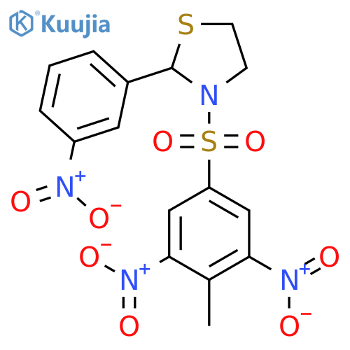 3-[(4-methyl-3,5-dinitrophenyl)sulfonyl]-2-(3-nitrophenyl)-1,3-th Iazolidine structure