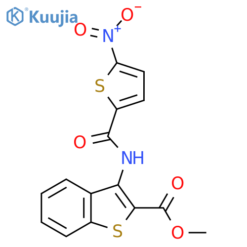 methyl 3-(5-nitrothiophene-2-amido)-1-benzothiophene-2-carboxylate structure