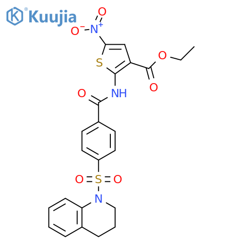 ethyl 5-nitro-2-4-(1,2,3,4-tetrahydroquinoline-1-sulfonyl)benzamidothiophene-3-carboxylate structure