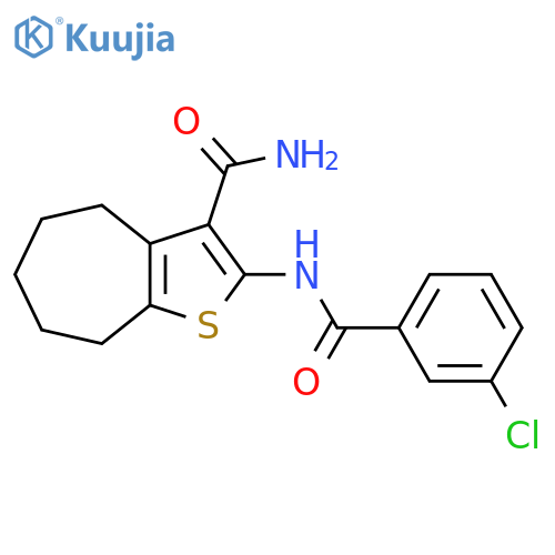 2-(3-chlorobenzamido)-4H,5H,6H,7H,8H-cycloheptabthiophene-3-carboxamide structure