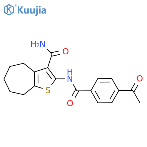 2-(4-acetylbenzamido)-4H,5H,6H,7H,8H-cycloheptabthiophene-3-carboxamide structure
