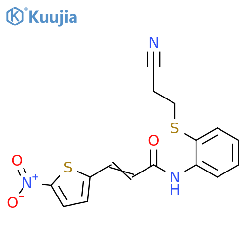 (2E)-N-{2-(2-cyanoethyl)sulfanylphenyl}-3-(5-nitrothiophen-2-yl)prop-2-enamide structure