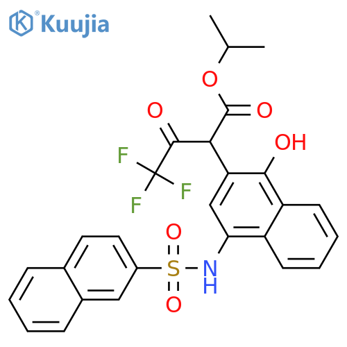propan-2-yl 4,4,4-trifluoro-2-1-hydroxy-4-(naphthalene-2-sulfonamido)naphthalen-2-yl-3-oxobutanoate structure