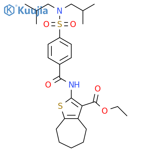 ethyl 2-{4-bis(2-methylpropyl)sulfamoylbenzamido}-4H,5H,6H,7H,8H-cycloheptabthiophene-3-carboxylate structure