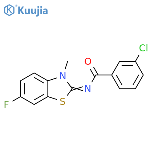 3-chloro-N-(2E)-6-fluoro-3-methyl-2,3-dihydro-1,3-benzothiazol-2-ylidenebenzamide structure