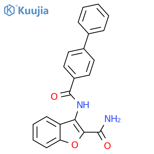 3-{[1,1'-biphenyl]-4-amido}-1-benzofuran-2-carboxamide structure