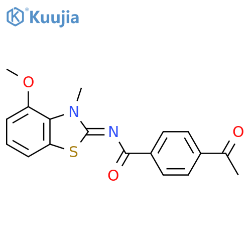 4-acetyl-N-(2E)-4-methoxy-3-methyl-2,3-dihydro-1,3-benzothiazol-2-ylidenebenzamide structure